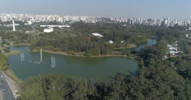 Fps Drohne Ibirapuera Park Parque Ibirapuera Paulo Brasilien — Stockvideo
