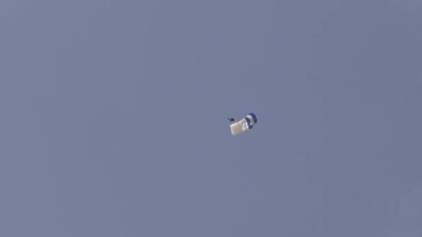 Skydiver Parachutespringen Grond — Stockvideo