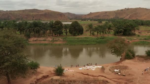 Volando Sobre Río Keve Angola África — Vídeos de Stock