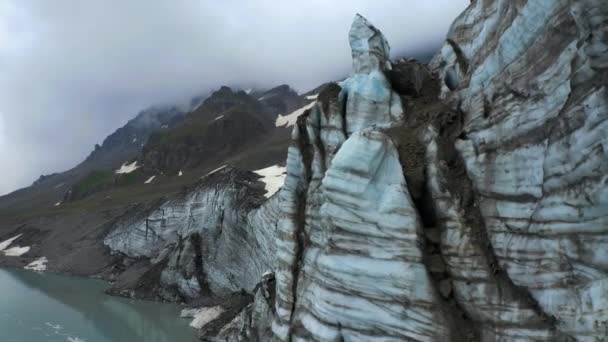 Glaciar Lago Griessli Día Nublado — Vídeos de Stock