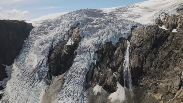 Ghiacciaio Nel Parco Nazionale Folgefonna Norvegia Filmati Dei Droni — Video Stock