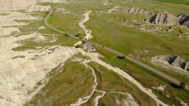 Luchtfoto Van Badlands National Park South Dakota Usa Rugged Sandstone — Stockvideo