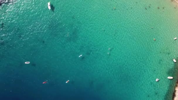 Top View Turquoise Ocean Prapratno Beach Peljeac Peninsula Croatia Aerial — Stock Video