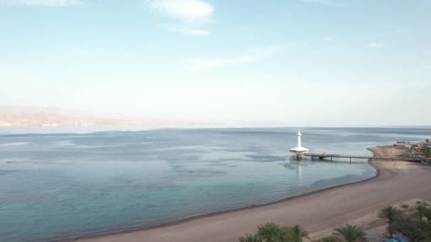 Kızıldeniz Kıyısındaki Altı Gözlemevi Etrafındaki Hava Manzarası Eilat Srail Yörünge — Stok video
