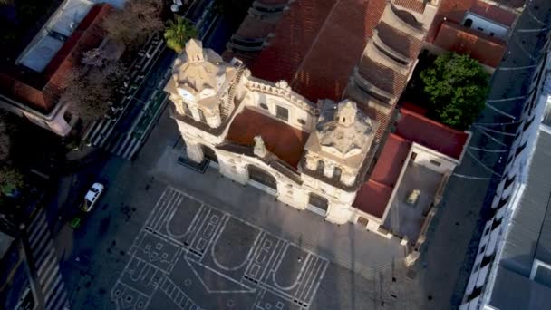 Desenho Deslumbrante Catedral Córdoba Argentina Vista Aérea — Vídeo de Stock