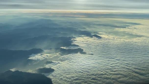 Luchtfoto Bij Zonsondergang Het Noorden Van Spanje — Stockvideo