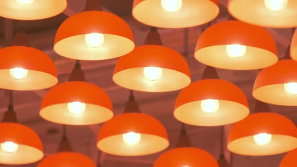 Vintage Lamps Hang Glow Indoors Night Warm Lighting — Stock Video