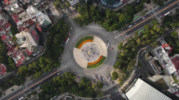 Roundabout Angel Independence Auf Luftaufnahmen Cdmx Reforma Avenue Mit Cempasuchil — Stockvideo