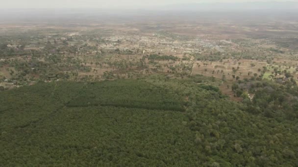 Kilimanjaro Ormanının Yamaçları Kenya Kırsalının Yukarısındaki Hava Aracı Görüntüsü Geri — Stok video