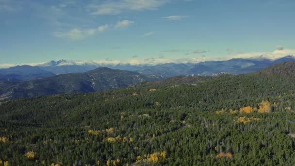 Letecký Pohled Podzimní Les Měnícími Žlutými Osikami Hor — Stock video