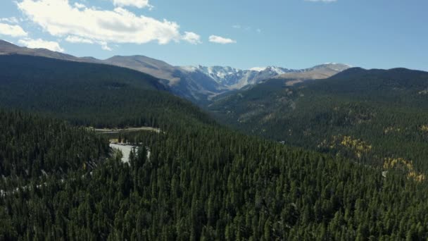 Вид Воздуха Красивое Озеро Эко Движущееся Горе Эванс Колорадо — стоковое видео