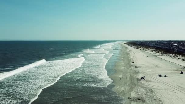 Aerial Drone Shot Ocean Beach Stone Harbor Nueva Jersey — Vídeos de Stock