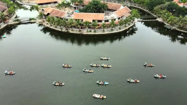 Promenade Traditionnelle Bateau Tam Coc Ninh Binh Vietnam Long Rivière — Video