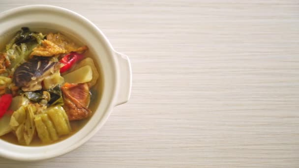 Haşlanmış Lahana Turşusu Acı Kabak Çorbası Asya Vegan Vejetaryen Yemek — Stok video