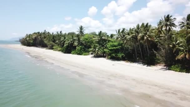 Drone Parallax Över Tropiskt Blått Vatten Med Palmer Och Strand — Stockvideo