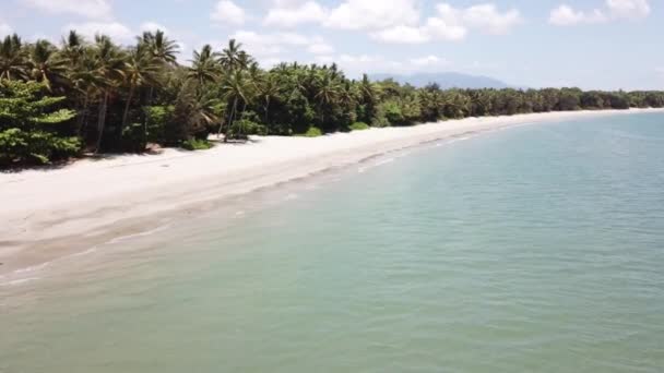 Drone Sobre Aguas Azules Tropicales Con Palmeras Playa — Vídeo de stock