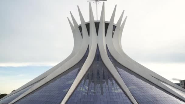 Fachada Catedral Metropolitana Braslia Localizada Esplanada Dos Ministrios Eixo Monumental — Vídeo de Stock