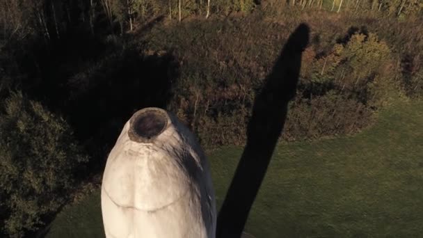 Скульптура Сон Смелый Лесной Ориентир Лицо Обелиск Статуя Воздушный Вид — стоковое видео