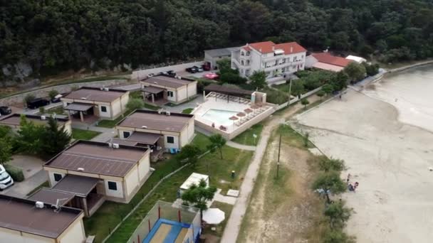 Isla Rab Croacia Vista Aérea Las Propiedades Frente Mar Bay — Vídeos de Stock