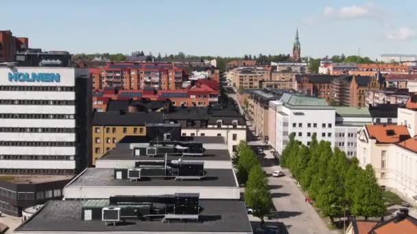 Шведская Компания Holmen Построила Фасад Здания Норрчепинге Швеция — стоковое видео