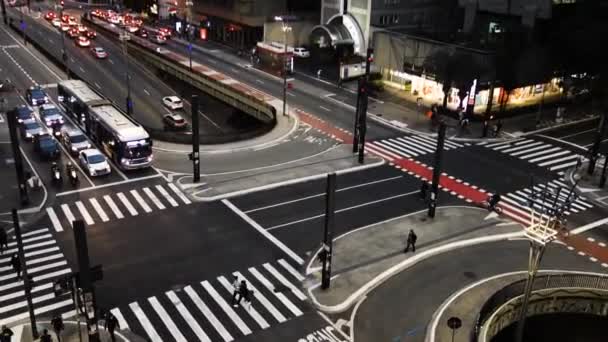 Sao Paulo Paulista Bulvarı Göstererek Yukarı Doğru Eğil Yoğun Öğleden — Stok video