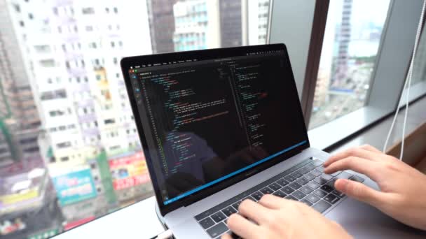 Кодування Особи Програмування Visual Studio Code Вид Екран Macbook Висота — стокове відео