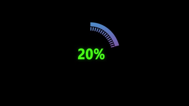 透明背景下的循环进度条百分比 蓝色粉红点缀加载圆环动画 100 阿尔法信道 — 图库视频影像