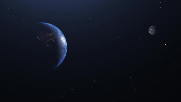 Movimento Animato Del Pianeta Terra Luna Nello Spazio — Video Stock