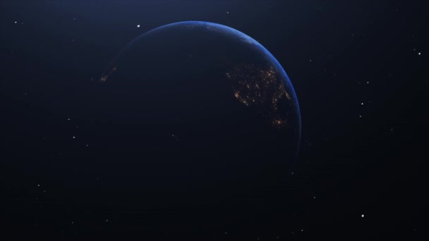 Оживленное Движение Планеты Земля Самой Темной Части Космосе — стоковое видео