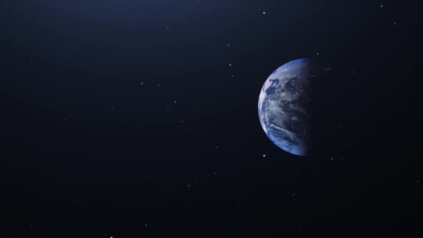 Animation Des Planeten Erde Der Sich Allein Weltraum Dreht Und — Stockvideo