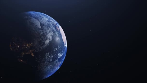 Zoom Κινούμενο Πλανήτη Κινείται Στο Διάστημα — Αρχείο Βίντεο