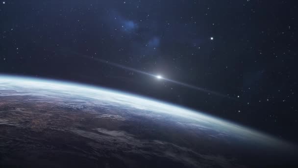 Superfície Terra Luz Brilhante Que Afasta Terra Espaço — Vídeo de Stock