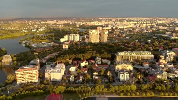 Baustelle Entwicklung Luftaufnahmen Bukarest Rumänien — Stockvideo