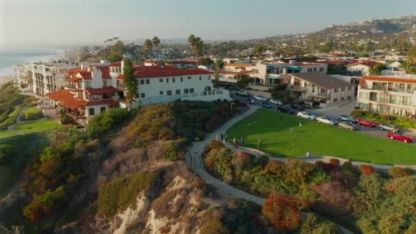 Flygfoto Över Calafia Strandpark Och Bostäder San Clemente Kalifornien — Stockvideo