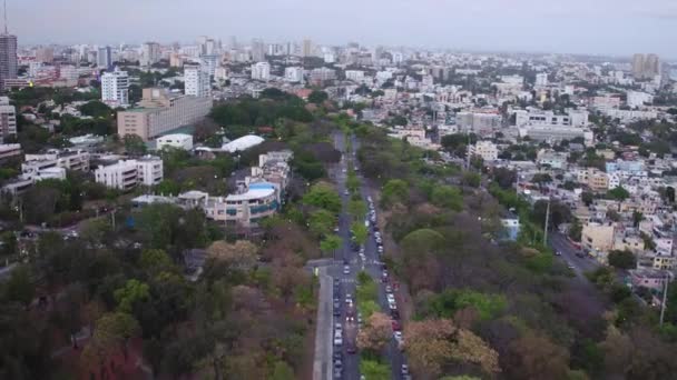 Letecký Pohled Vpřed Panoramatický Pohled Město Santo Domingo — Stock video