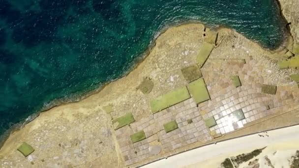 Aerial Directamente Sobre Salinas Isla Gozo Malta — Vídeos de Stock