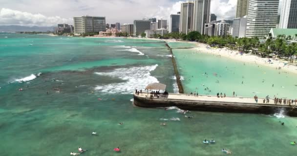 Drohnenaufnahmen Küstenpanorama Von Hawaii Aquamarinwasser — Stockvideo