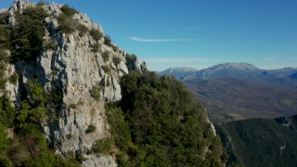 Uitzicht Vanuit Lucht Een Bergwand Hoog Heuvels Van Campania Italië — Stockvideo