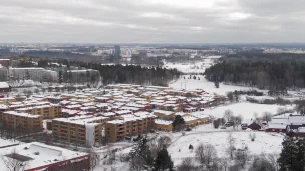 Akalla Stockholm Sveç Küçük Sveç Avrupa Karları Nda Uçan Görüntüleri — Stok video