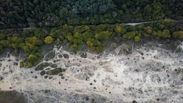 Αεροφωτογραφία Του Ηλιοβασιλέματος Στο Πέτρινο Δάσος Της Βάρνας Βουλγαρία Κλίση — Αρχείο Βίντεο