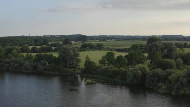 Uitgebreid Uitzicht Een Schilderachtig Landschap Met Graslanden Dicht Bos — Stockvideo