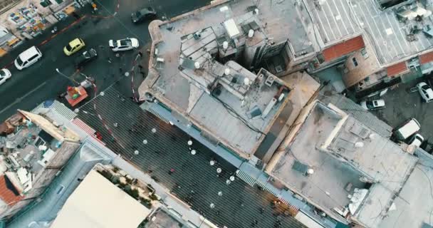 Birdseye Aerial View Shuk Machane Yehuda Bazaar Jerusalem Israel Buildings — Stock Video