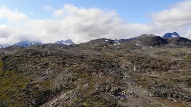 Вид Воздуха Скалистую Природу Национальном Парке Йотунхеймен Норвегия Панорама Дрон — стоковое видео