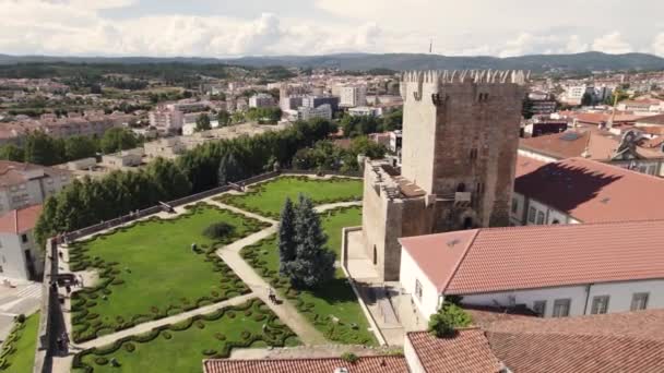 Vista Aérea Torre Jardins Castelo Chaves Portugal Europa — Vídeo de Stock