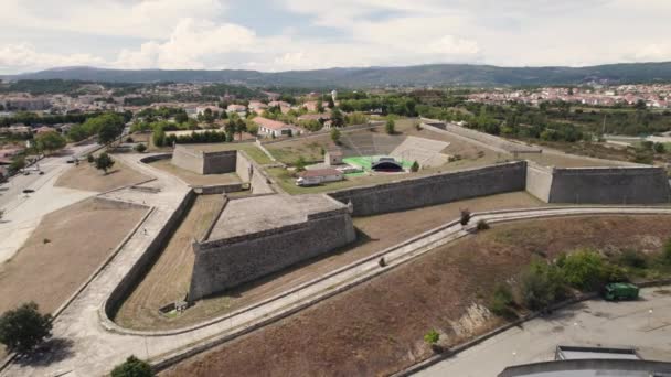 Forte Neutel Μεσαιωνικό Στρατιωτικό Φρούριο Στο Chaves Πορτογαλία Αεροφωτογραφία — Αρχείο Βίντεο