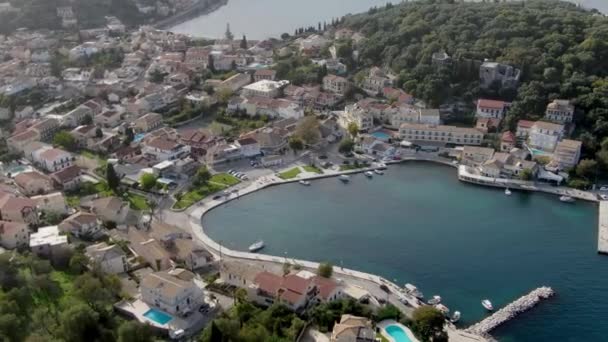 Vista Aérea Drone Kassiopi Famoso Castelo Grécia Corfu — Vídeo de Stock