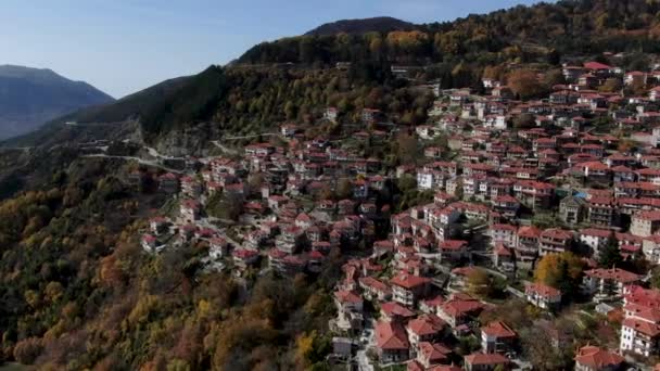 Légi Drón Kilátás Híres Metsovo Epirus Görögországban — Stock videók