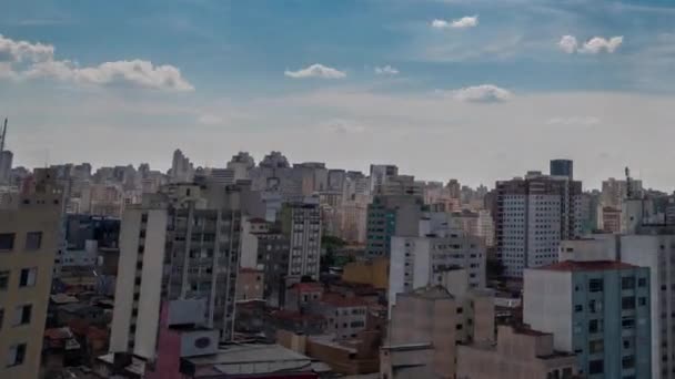 Timelapse Mnoha Mraky Paulo Brazílie Modrá Obloha Rušný Den Centrum — Stock video