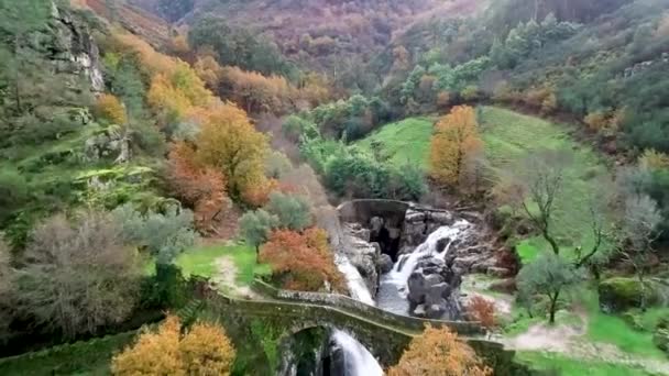 Veduta Aerea Ponte Misarela Ponte Arco Medievale Nella Campagna Del — Video Stock