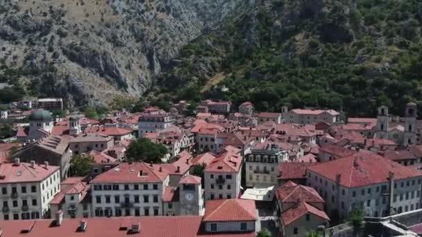 Kotor Boka Kotorska Bay Montenegro Drone Vista Aérea Los Edificios — Vídeos de Stock